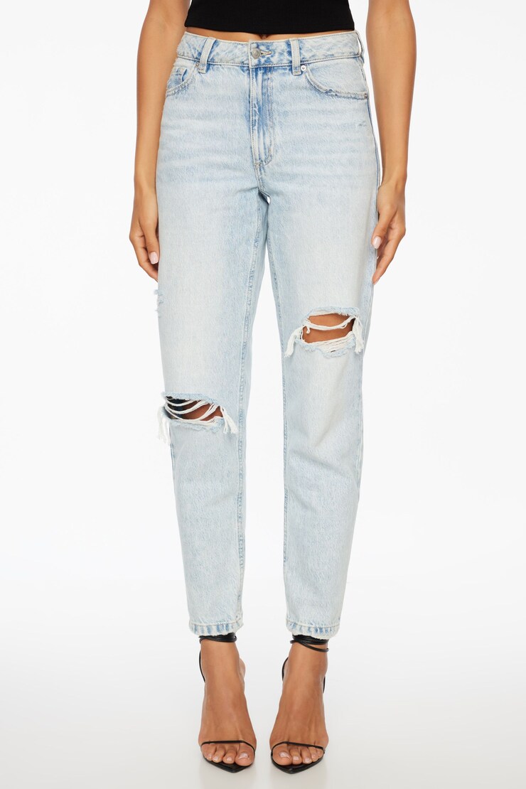 Claudia Distressed Mom Jeans Indigo Medium Light large