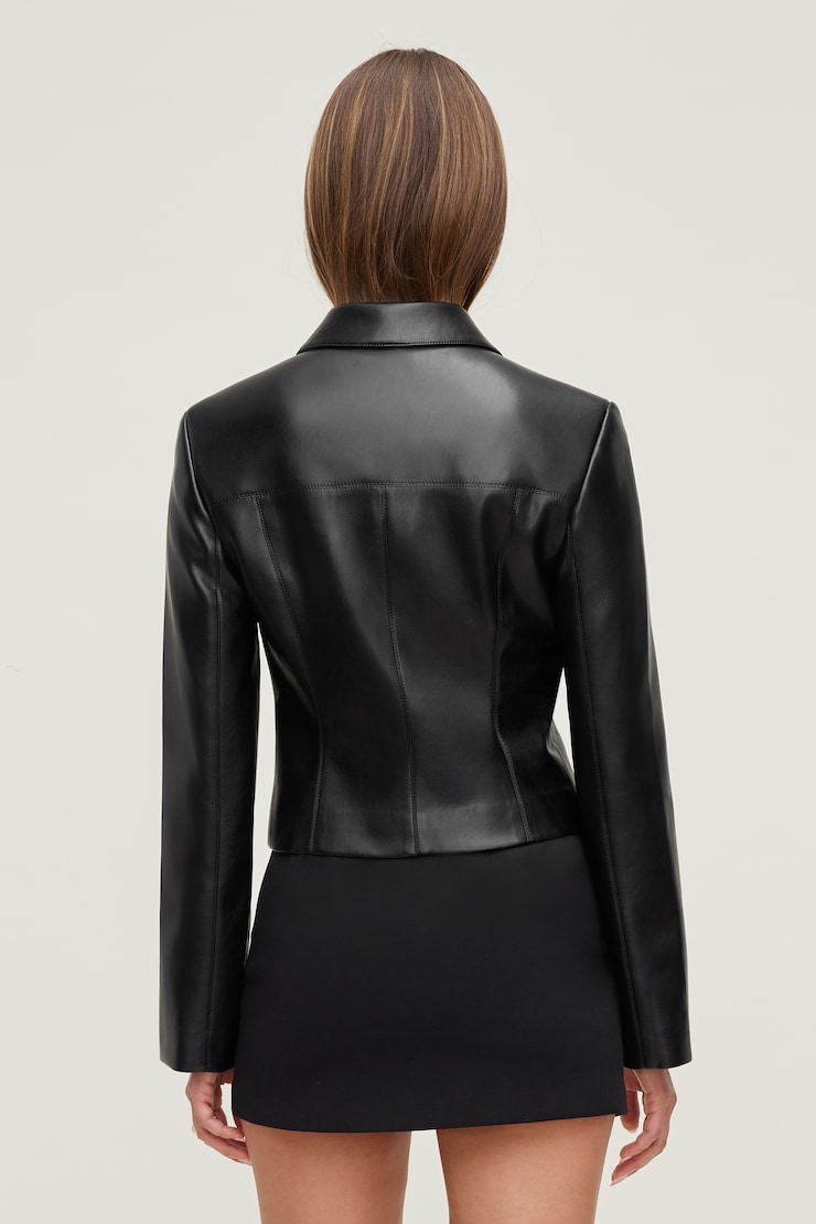 Charlotte Faux Leather Blazer Jet Black large