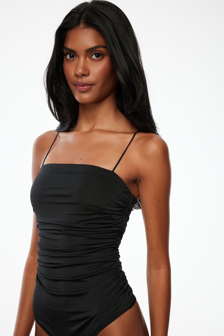 Ruched Tube Bodysuit Jet Black large