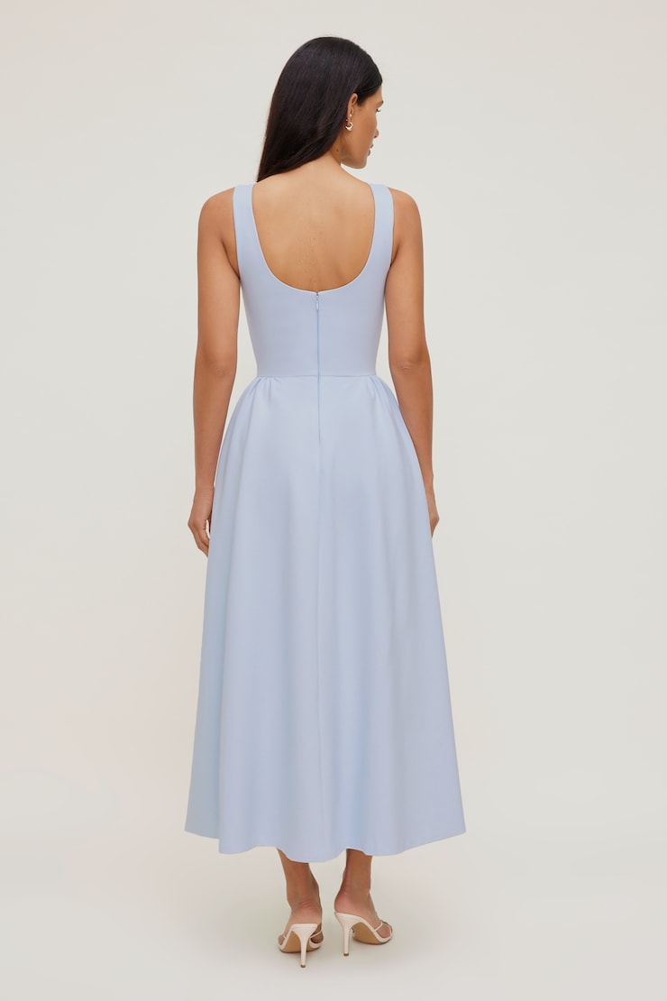 Iris Flared Ponte Maxi Dress Heather Blue large