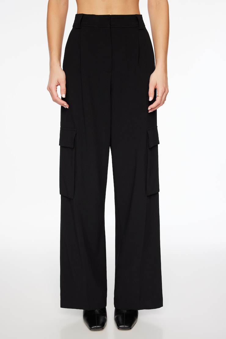Pantalon cargo à jambe large Gemma Noir encre large