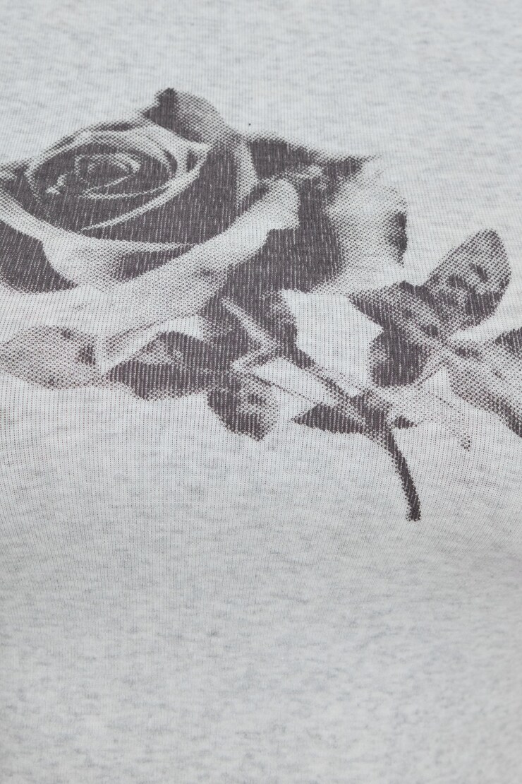 Stormi Tee, Spring Grey Mix with "Rose" Art, large