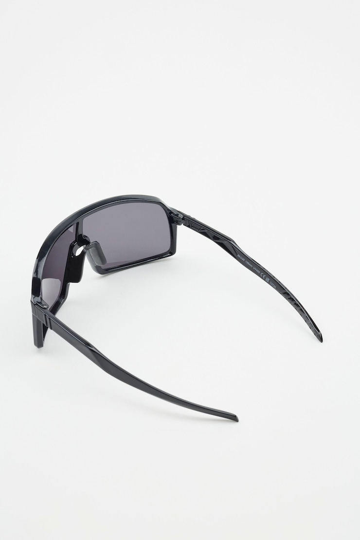 Oversized Racer Sunglasses, Black/Smoke, large