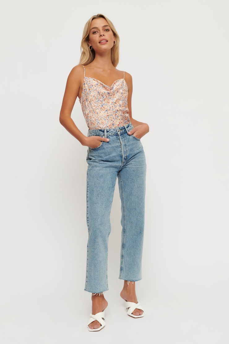 Haut à col châle Yasabel Fleurs multi large