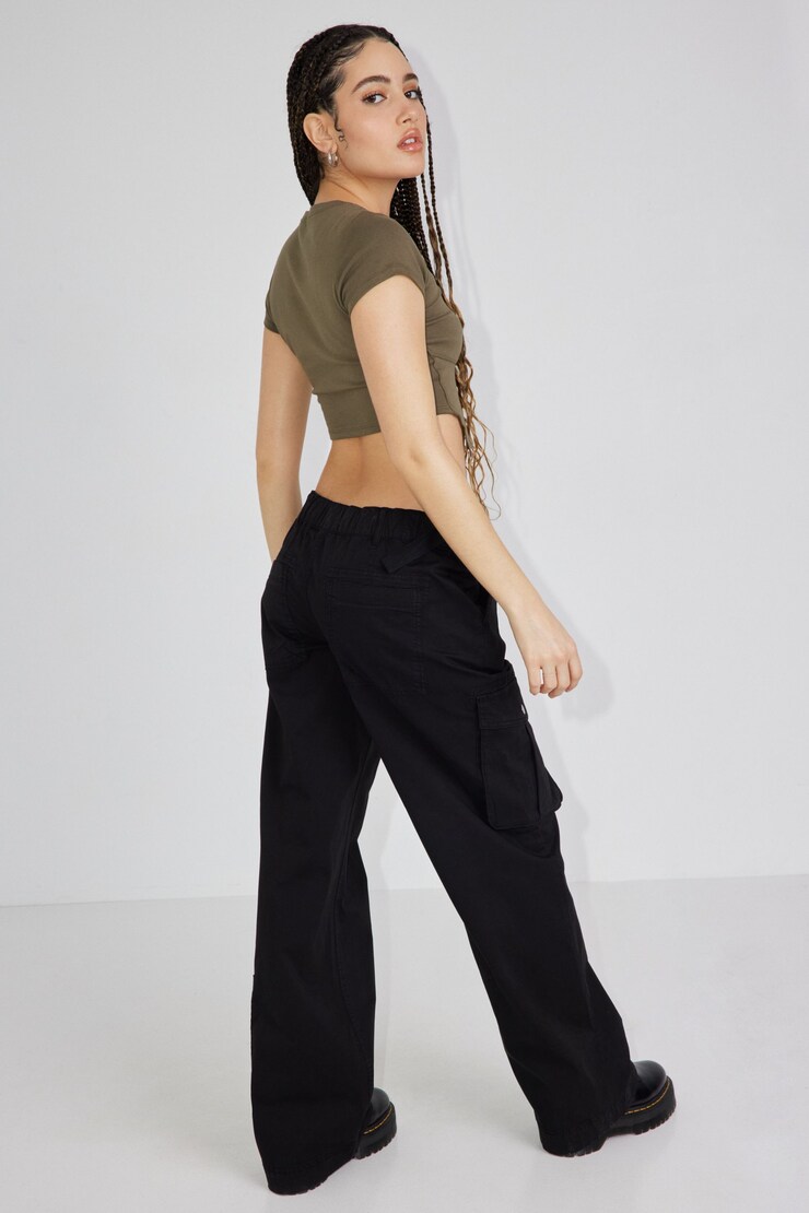 Rowan Wide Leg Cargo Pant, Jet Black, large