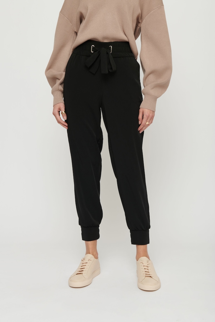 Sacha Belted Jogger Pants Jet Black large