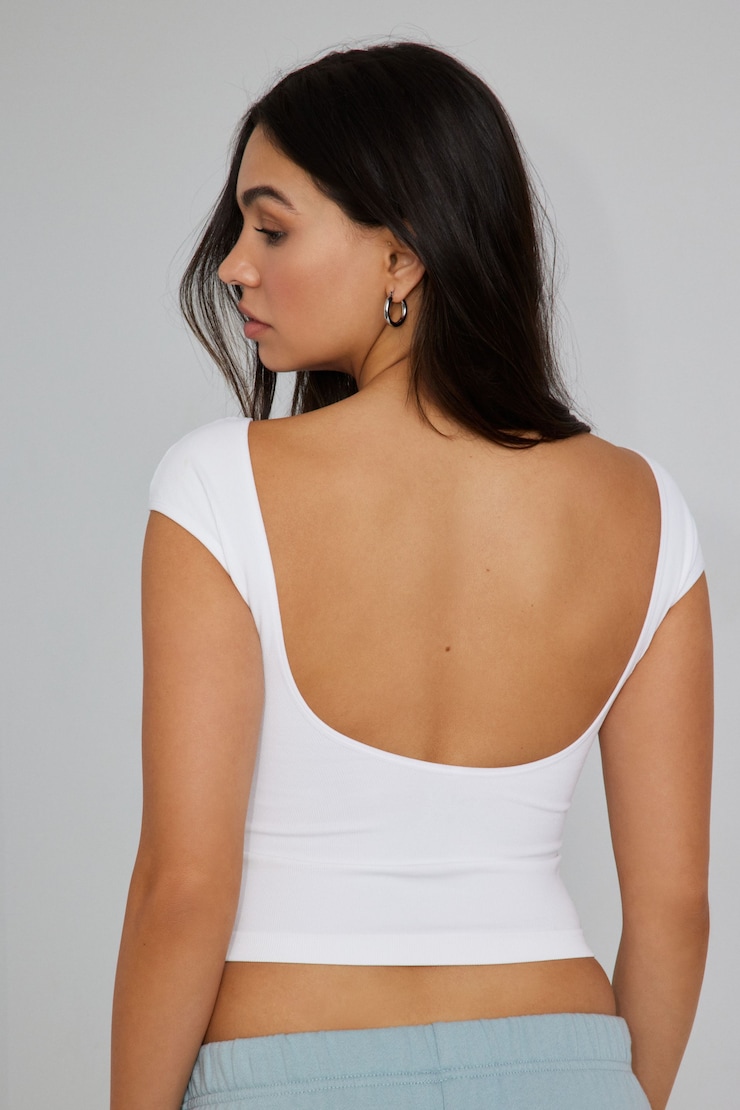 Samia Seamless Scoop Tank Top, Bright White, large