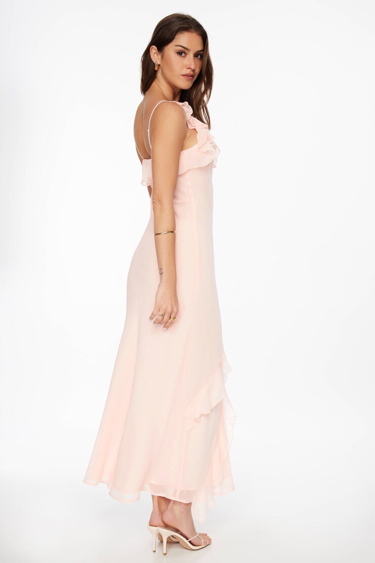 Ruffled Chiffon Maxi Dress PINK | Dynamite