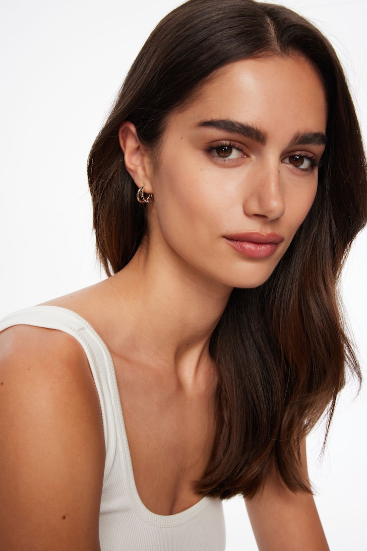 Gem & Smooth Double Hoop Earrings