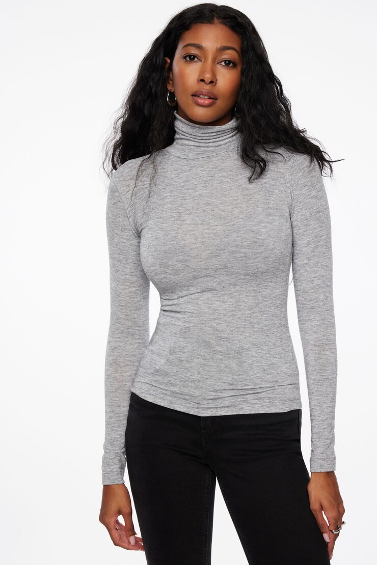 Long Sleeve Turtleneck Top December Grey Mix large