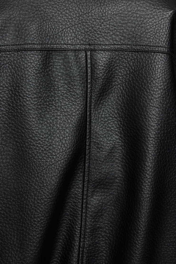 Oversized Faux Leather Bomber, Jet Black, large