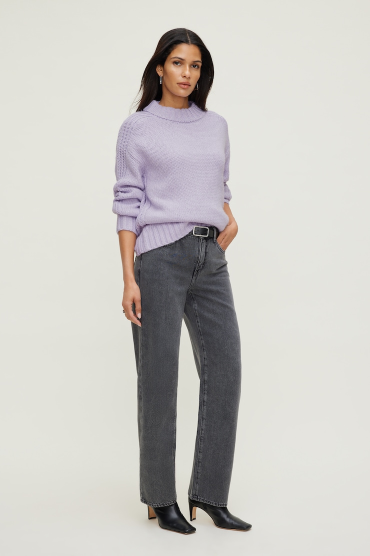 Mabel Chunky Crewneck Sweater Orchid Petal Purple large