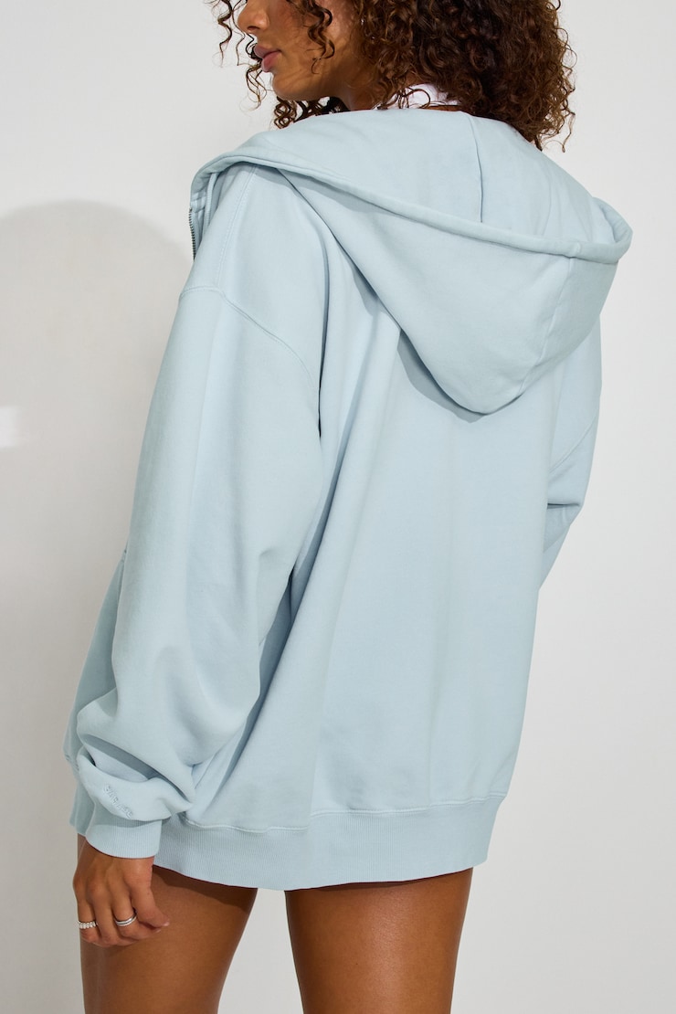 SoftTerry Oversized Zip-Up Hoodie, Soft Blue, large