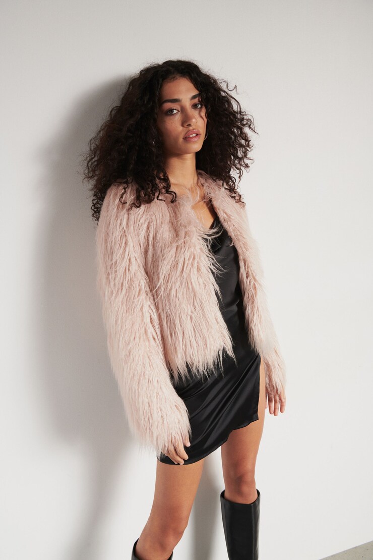 Shaggy Faux Fur Jacket Hushed Violet large