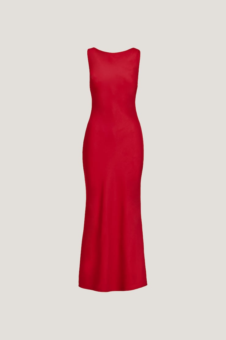 Nora Satin Maxi Slip Dress Chili Pepper Red large