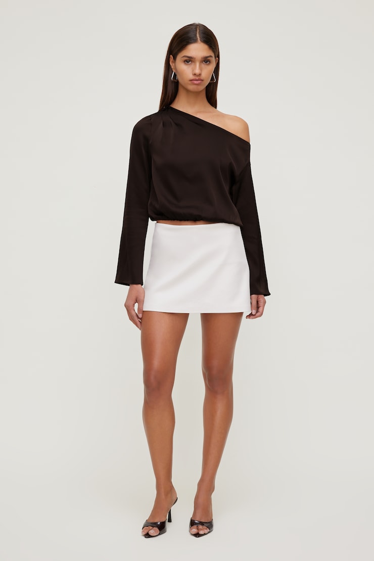 Stacie Faux Leather Mini Skort Faux Leather Polished Pearl Beige large
