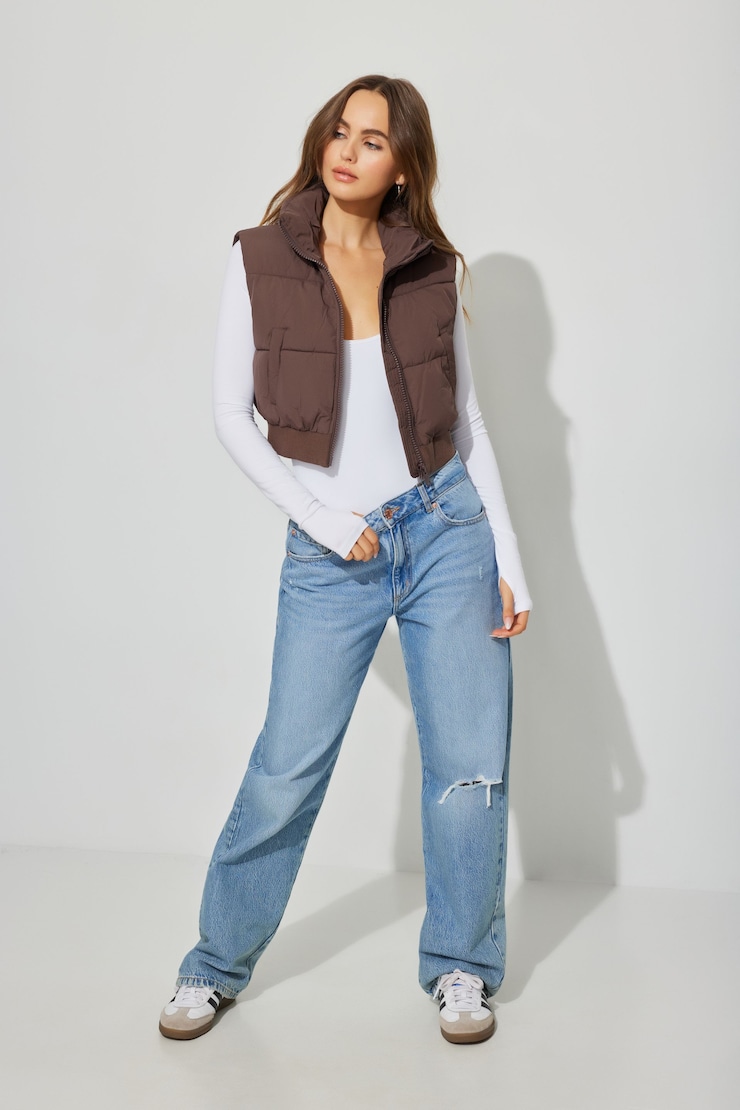 Mini Puff Vest, Shopping Bag Brown, large