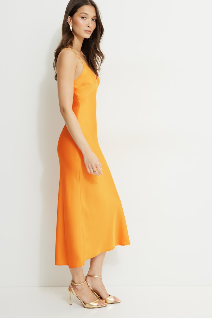 Aimee V Neck Maxi Dress Apricot Orange large