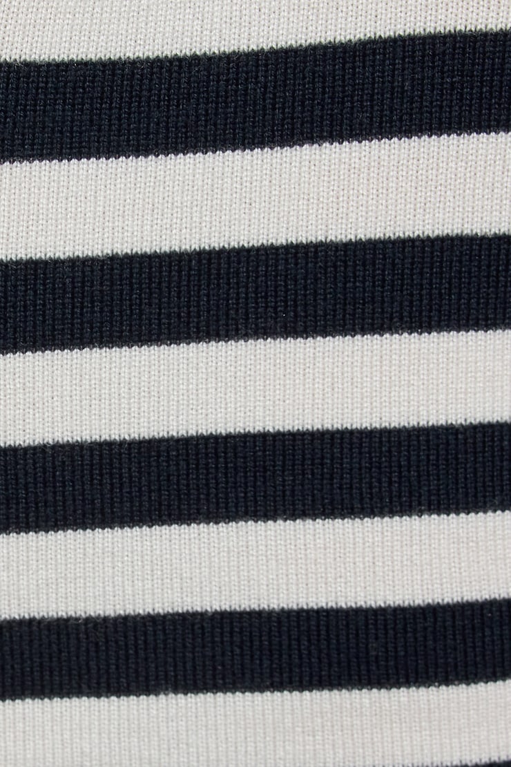 Reya Fitted Off Shoulder Sweater, Mariana Blue/Snow White Stripes, large