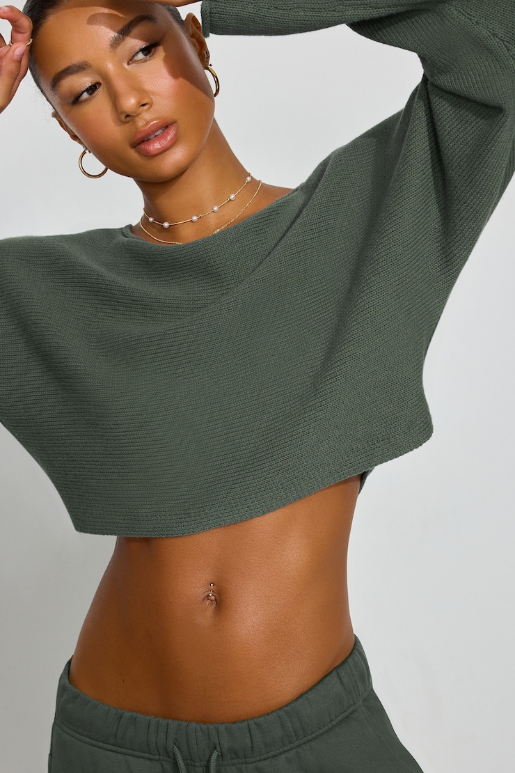 Supersoft Loose Crop Sweater, Urban Chic Green, large