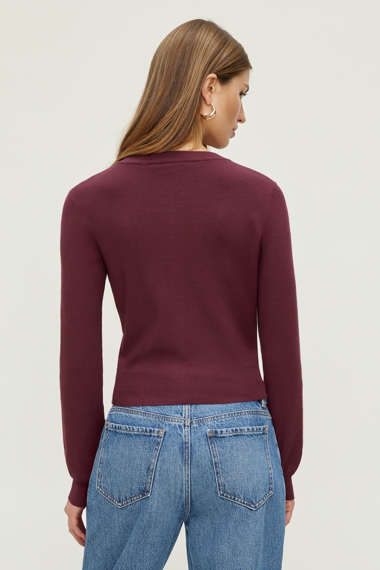 Rebecca Crewneck Cardigan Zinfandel Burgundy large