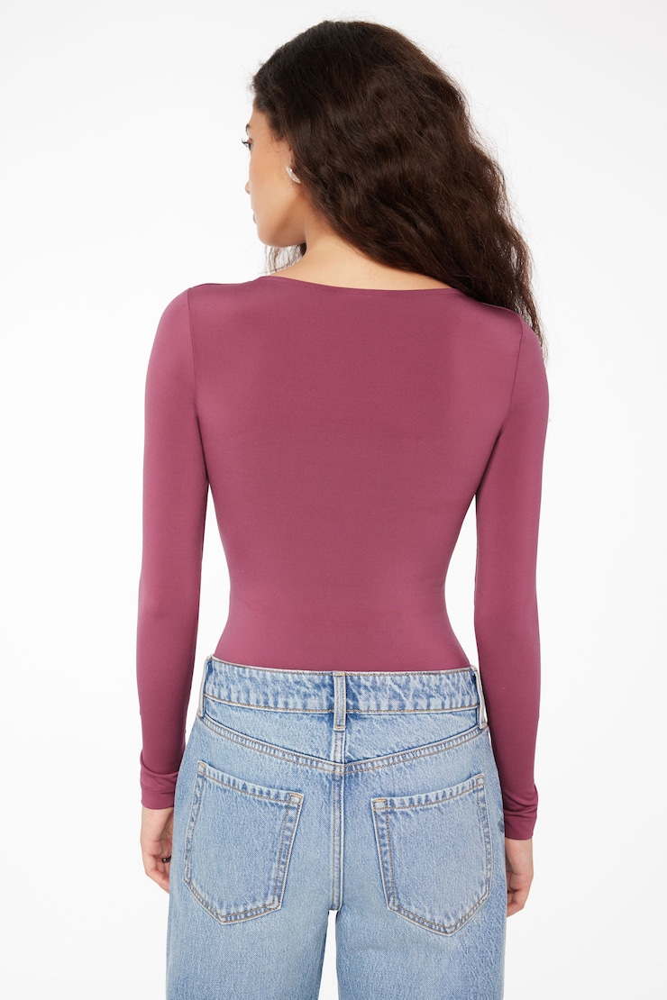 Maren Sculpt Square Neck Bodysuit Rose Violet Purple large