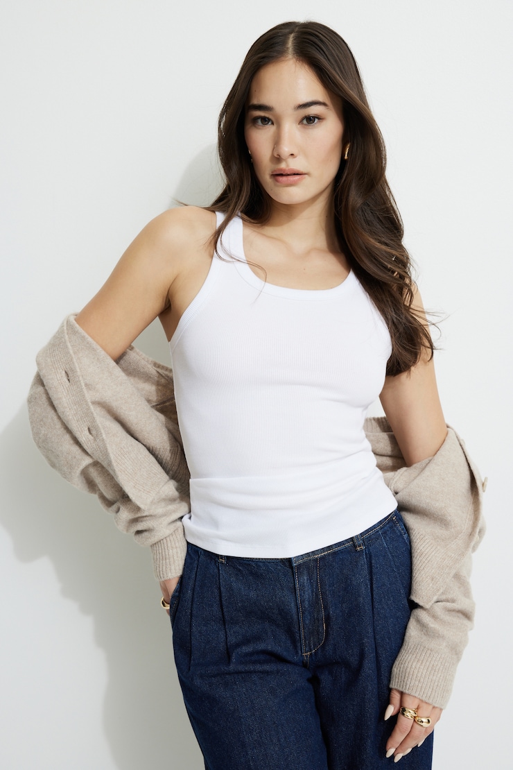 Rio Ribbed Tank Top Bright White large