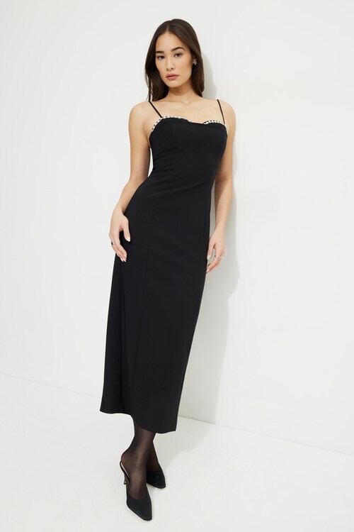 knee length dresses for ladies Sweetheart Neck Pleated Maxi Halter Dress L main image 0