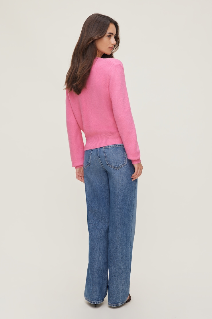 Rebecca Crewneck Cardigan Wild Orchid Pink large