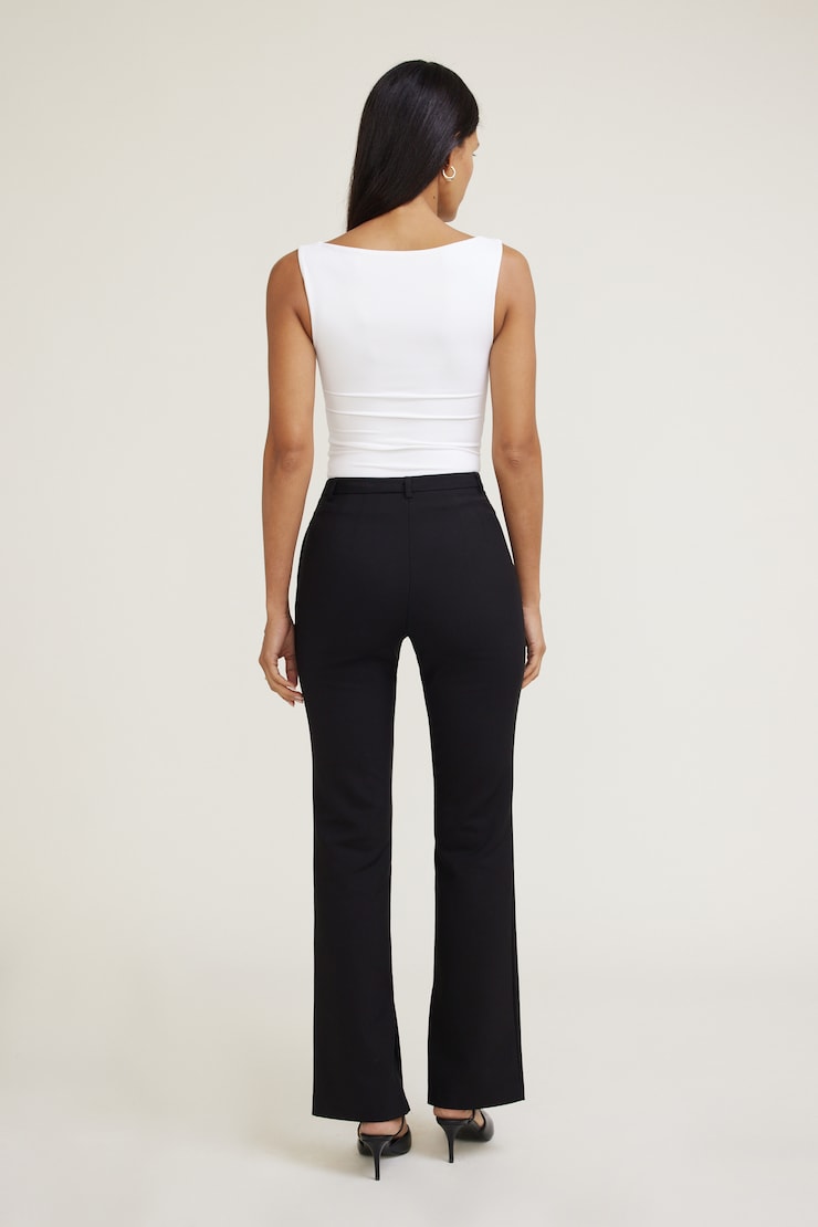 High Rise Slim Leg Pants Jet Black large