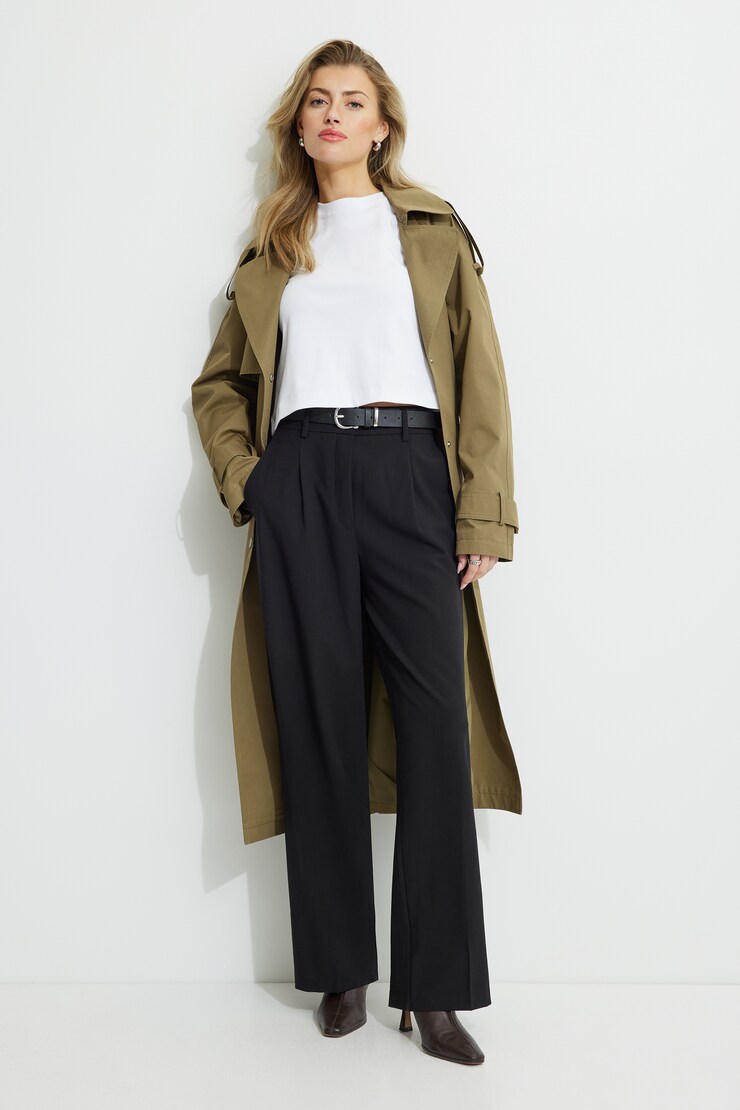 Sofia Pleated Straight Pants Black | Dynamite