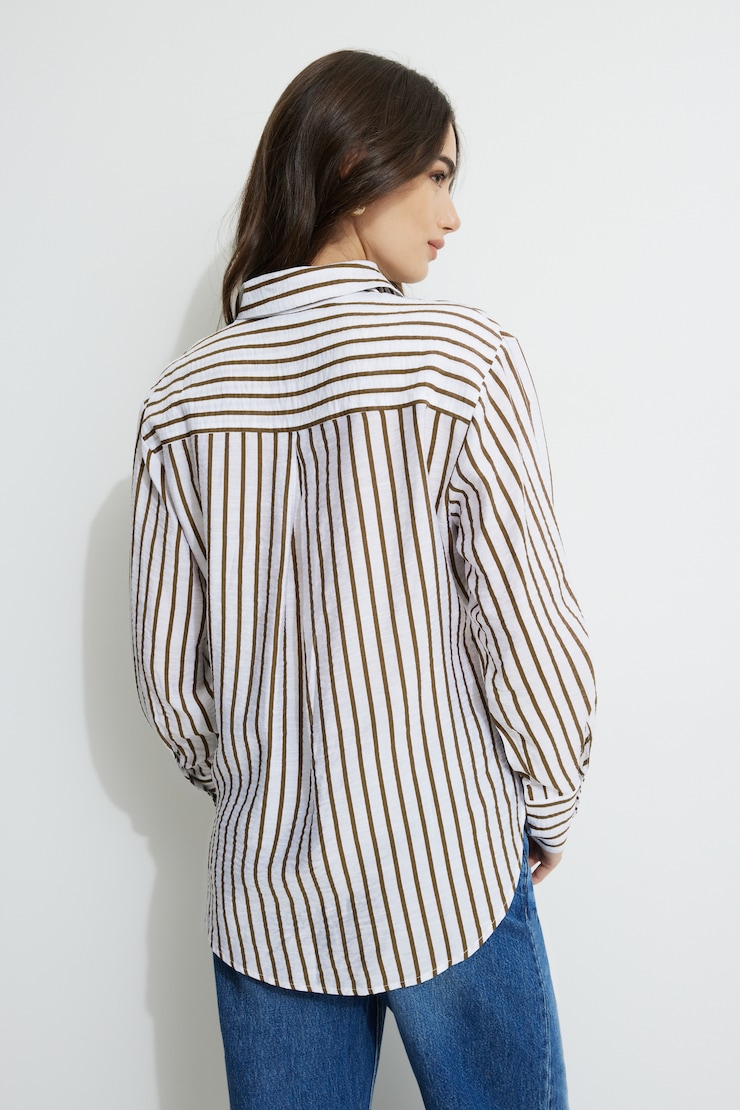 Frida Striped Airflow Shirt Fondue Fudge Stripes copy large