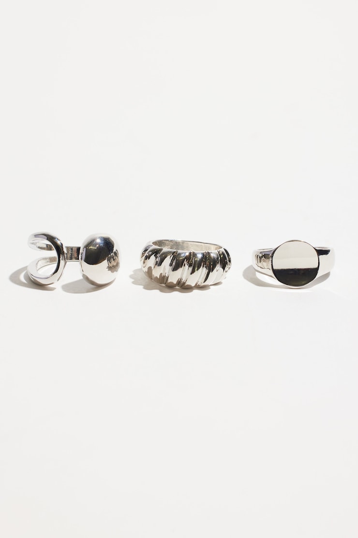 3-Pack Signet & Ridge Rings Silver large