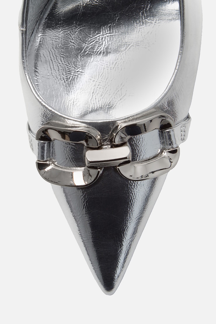 JEFFREY CAMPBELL | Acclaim Slingback Heels Silver Crinkle Patent / Silver large