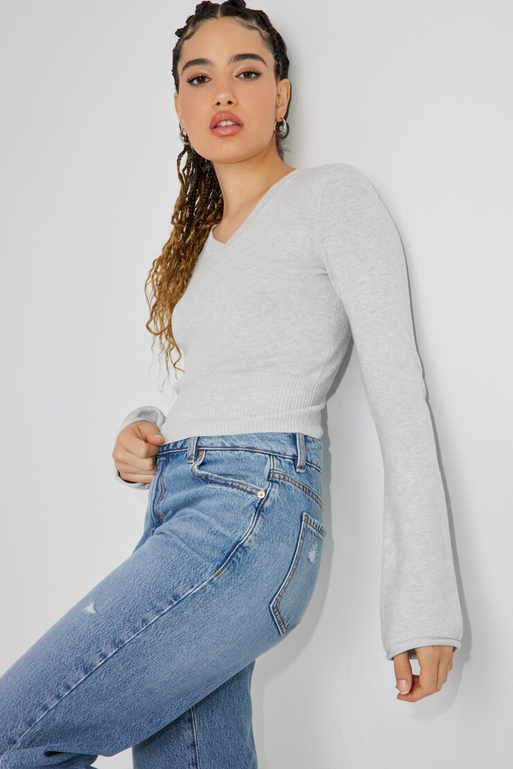 Ivy High Long Sleeve Top, Spring Grey Mix, large