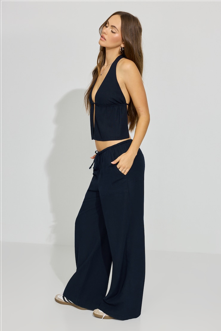 Millie Linen Pull-On Pants, Mariana Blue, large