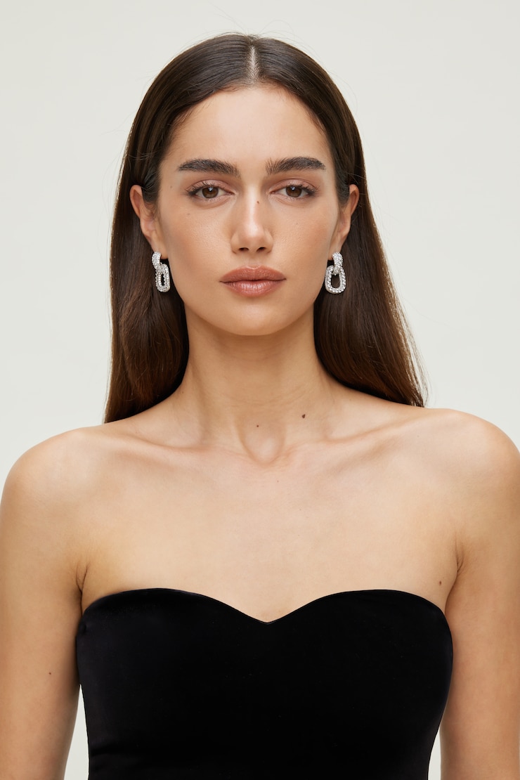 Micro Pave Door Knocker Earrings Silver large