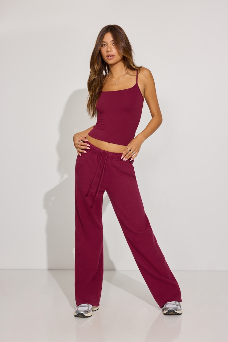 Sleek Scoop Cami Top, Sour Cherry Burgundy, large