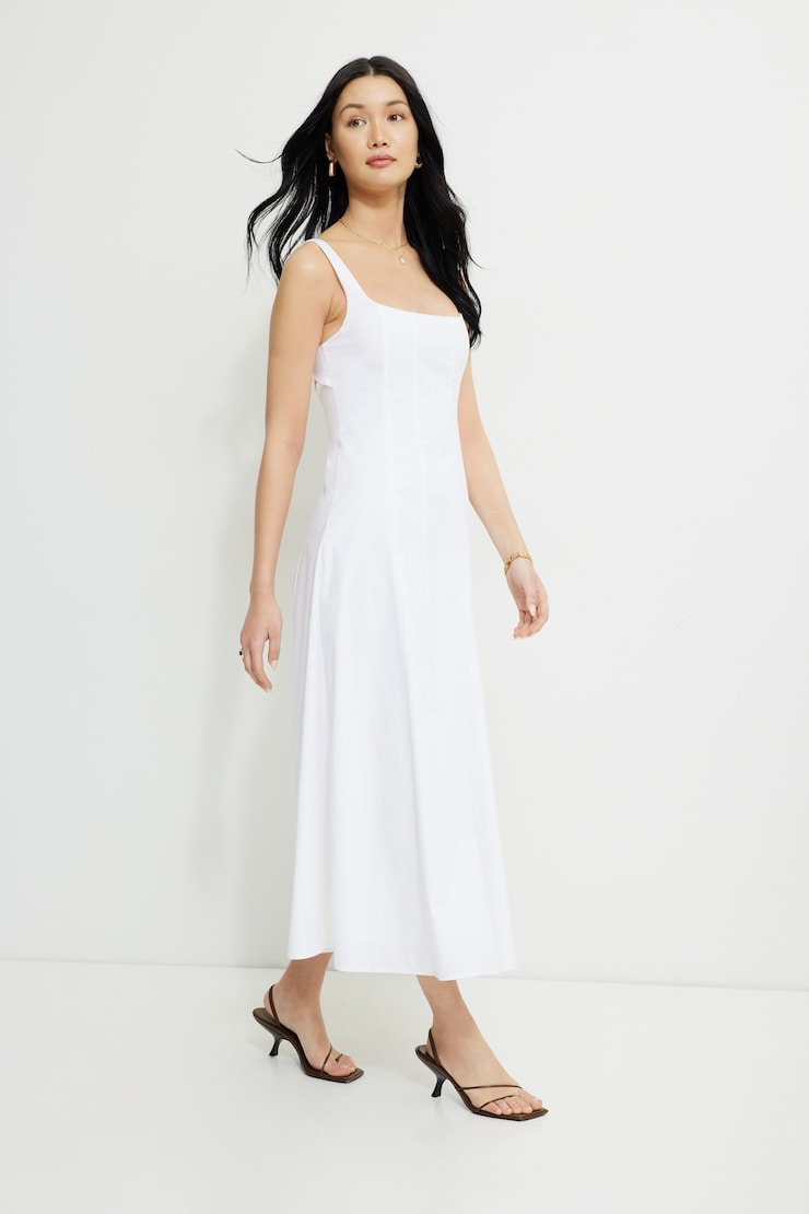 Capri Poplin Maxi Dress Bright White large