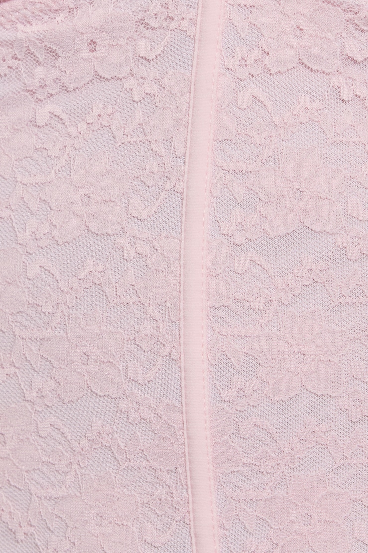 Lace Plunge Bustier Top, Light Pink, large