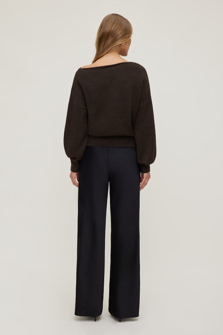 Izzy Wide Leg Satin Pants Jet Black large