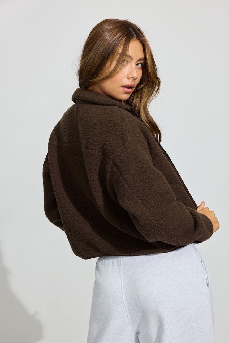 Arctic Fleece Full Zip Sweatshirt, Armadillo Brown, large