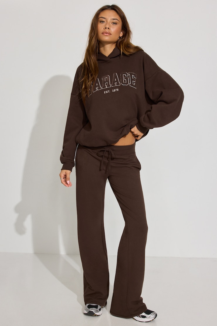 UltraFleece Hoodie, Armadillo Brown with chenille "GARAGE" Logo, large