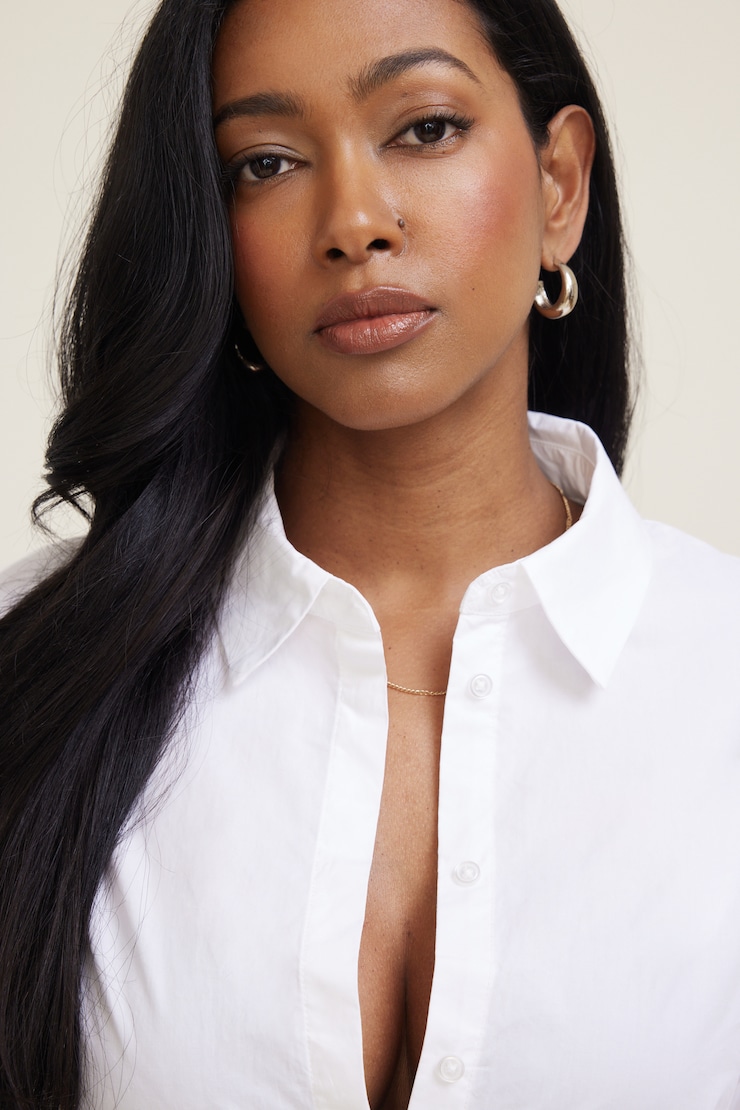 Cinched Back Poplin Blouse