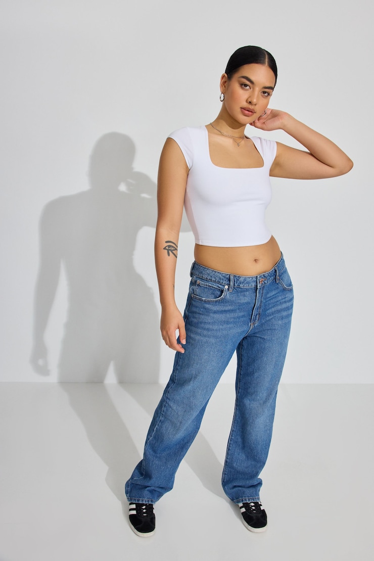 Portia Square Neckline Tee, Bright White, large