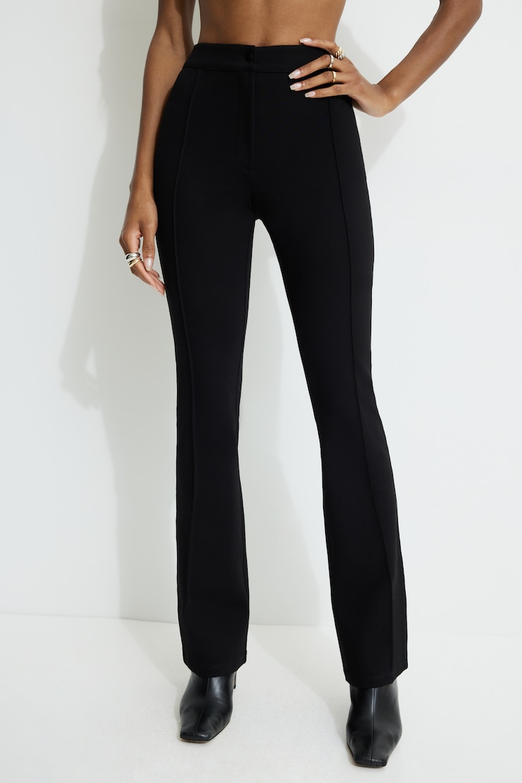 Front Seam Flared Leggings Jet Black large