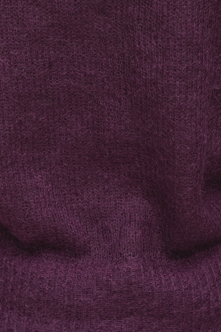 Premium Mohair Balloon Sleeve Sweater Deepest Plum Purple large