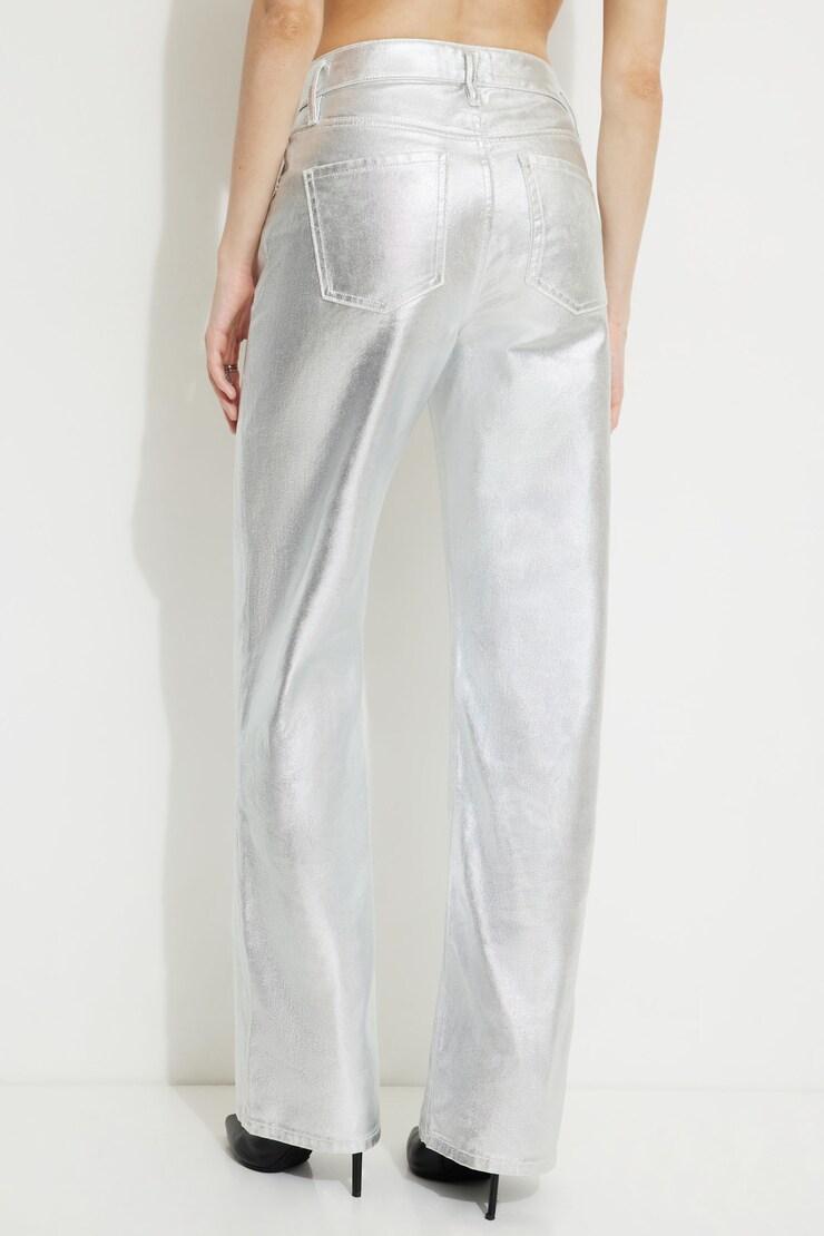Metallic Heidi Wide Leg Jeans Silver large