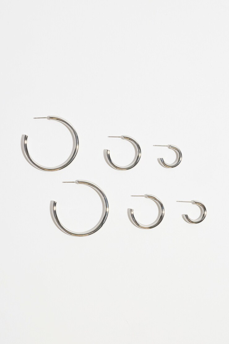 3-Pack Trio Hoop Earrings Silver large