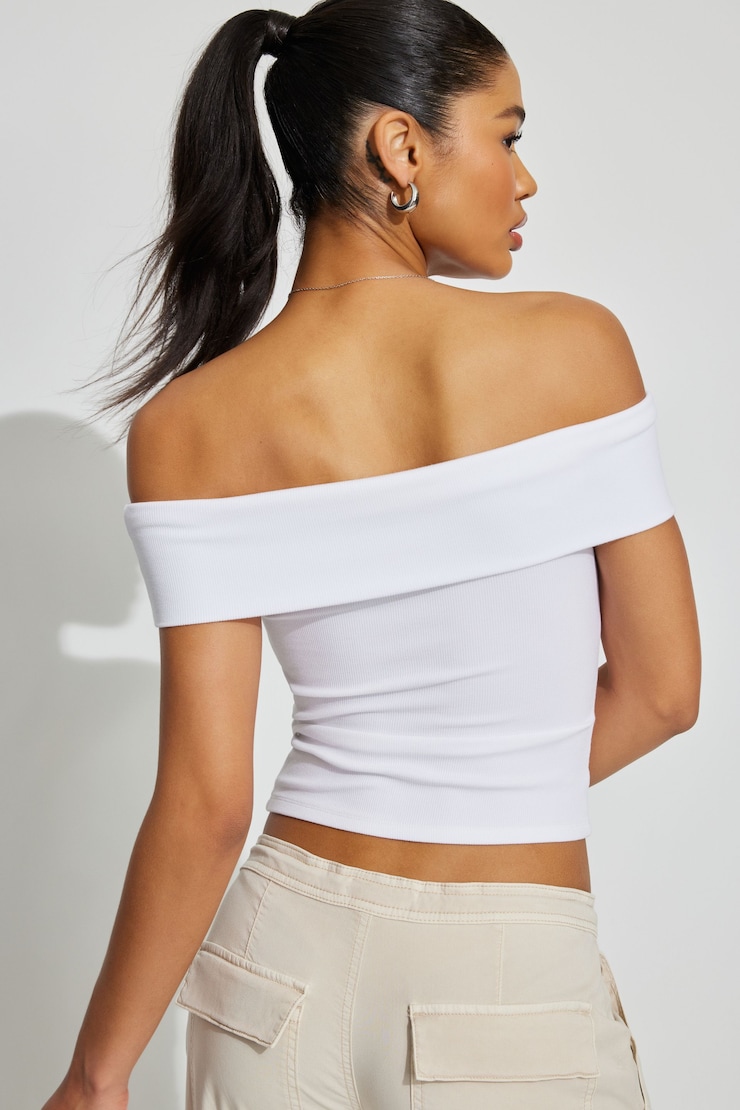 Off Shoulder Top, Bright White, large